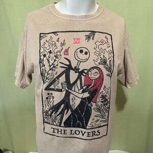The Lovers Tim Burton Nightmare Before Christmas Men's Brown T Shirt Large